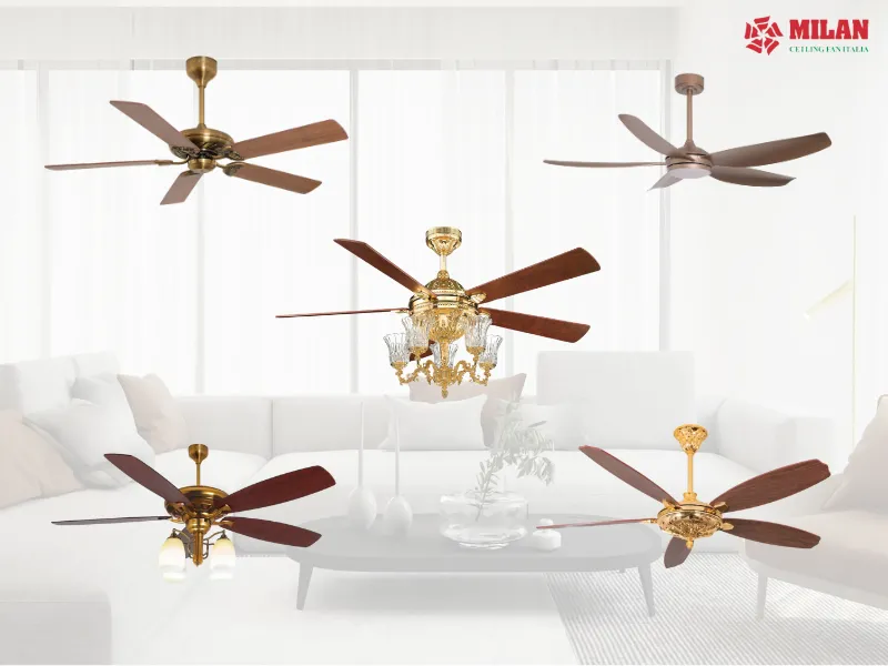 Quạt trần Italia chính hãng đa dạng thiết kế.